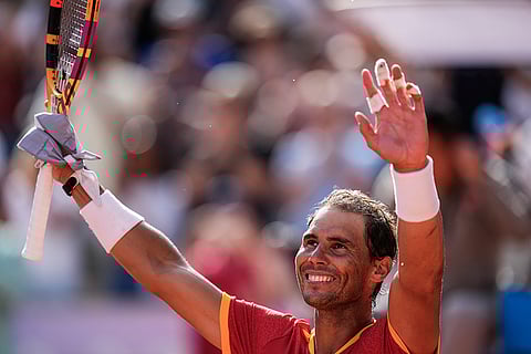 Rafael Nadal celebrates his victory over Marton Fucsovics
